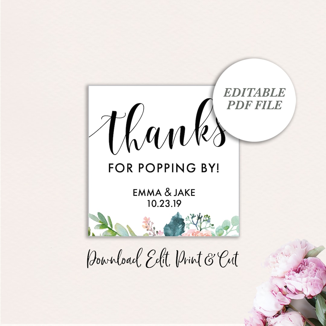 Popcorn Favor Tags Wedding, Printable Shower Tags, Printable Favor Tags ...