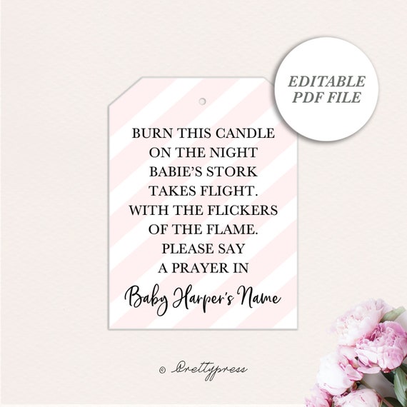 candle baby shower tags