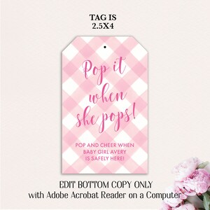 Pop It When She Pops Tags Printable, Girl Baby Shower Favor Tags ...