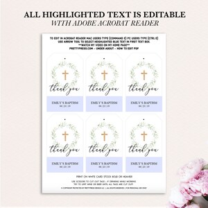 Baptism Favor Tags, Printable Baptism Tags, Editable Favor Tags, Mi ...