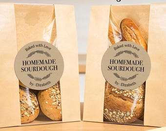 Sourdough bread labels Custom, Personalized Farm stand Product Labels, Kraft or White Printed Stickers
