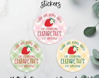 Strawberry theme party favors, Thank you berry much favor labels