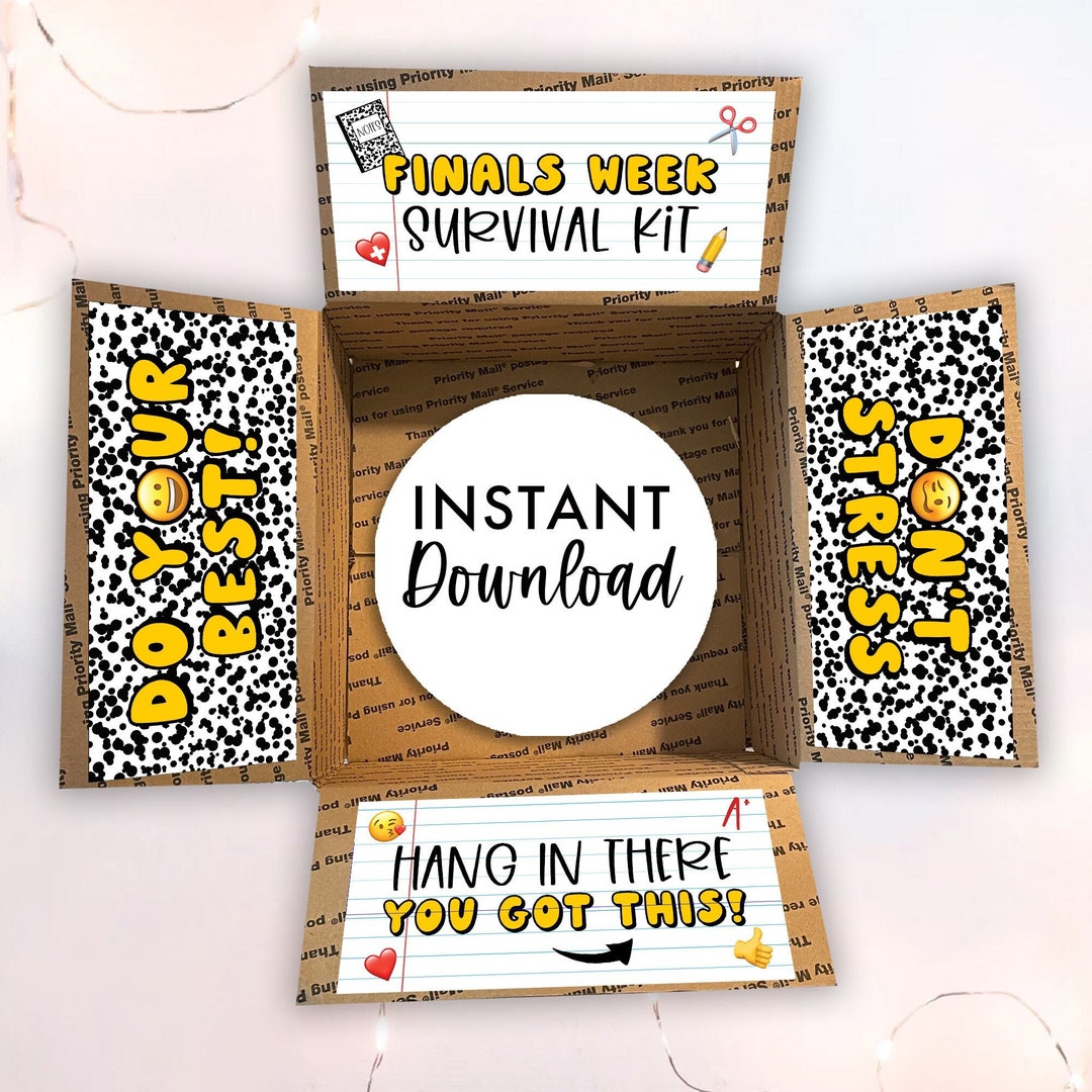 Finals Week Care Package, Finals Week Survival Kit Instant Download, College Finals Care Package