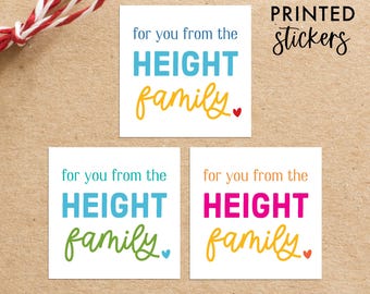 Personalized Family Gift Stickers, Custom Heart Name Stickers, Printed Labels 2x2 square
