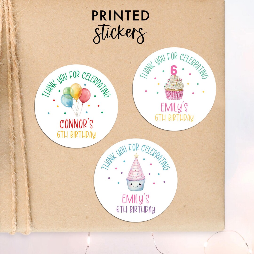 Custom Birthday Sticker, Birthday Party Favor Label, Treat Bag Stickers ...