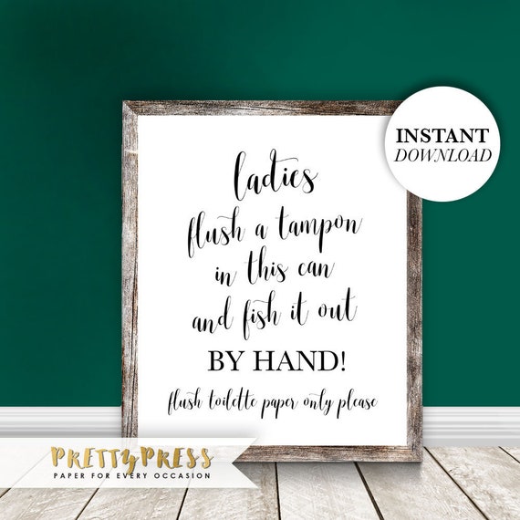 Don't Flush Tampons Septic System Sign Printable Sign Etsy