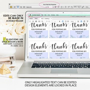 Popcorn Favor Tags Wedding, Printable Shower Tags, Printable Favor Tags ...