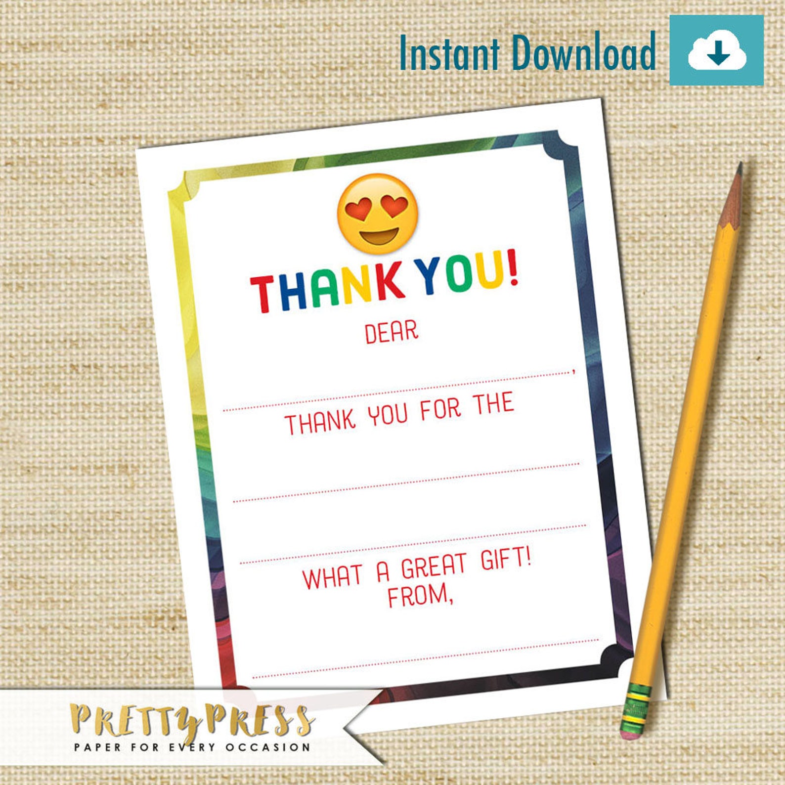 Emoji Thank You Cards Instant Download Kids Fill-in Thank - Etsy