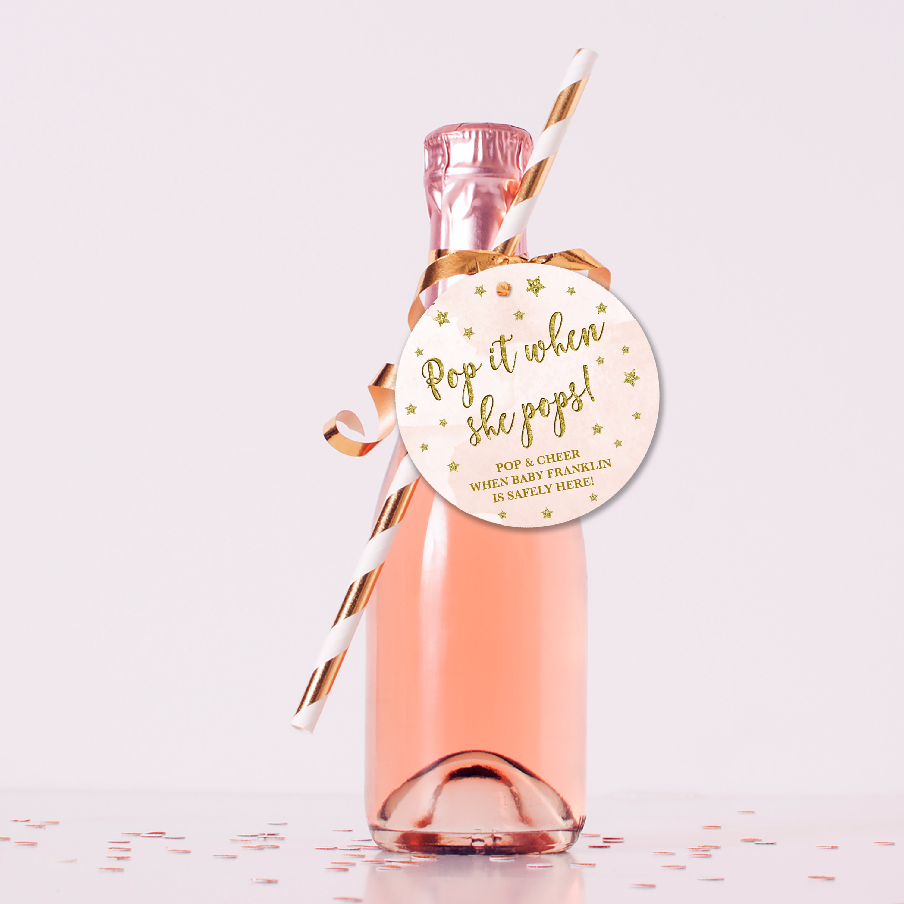 Wine Bottle Tags Pop It When She Pops Baby Shower Favor Etsy