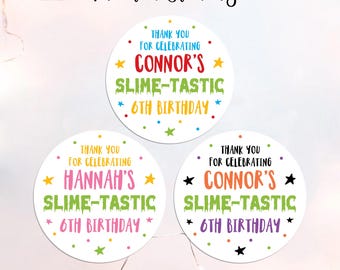 Slime party favors, Slime Birthday Favor Stickers, Kids Slime Party Favor Labels, Halloween Birthday Stickers, Printed Stickers for Favors