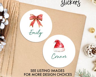Christmas Name Stickers, Christmas gift stickers, Christmas Name Labels, Gift Wrap Tags, Custom Christmas Sticker Sheet, Printed Name Labels