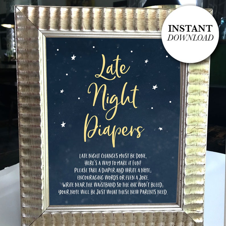 Late Night Diapers Printable Baby Shower INSTANT DOWNLOAD - Etsy