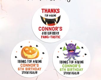 Halloween Birthday favors, Birthday Party Favor Stickers, Kids Fall Party Favor Labels, Halloween Stickers, Printed Stickers for Favors