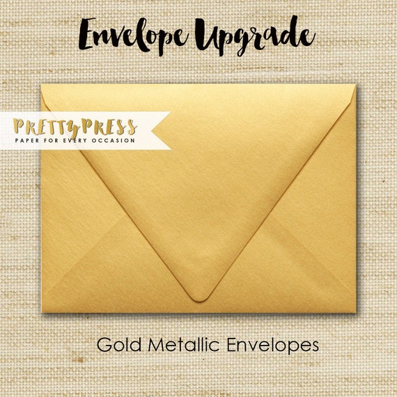 UPGRADE to Gold Metallic Envelopes Add On for any 5x7 Invites Etsy