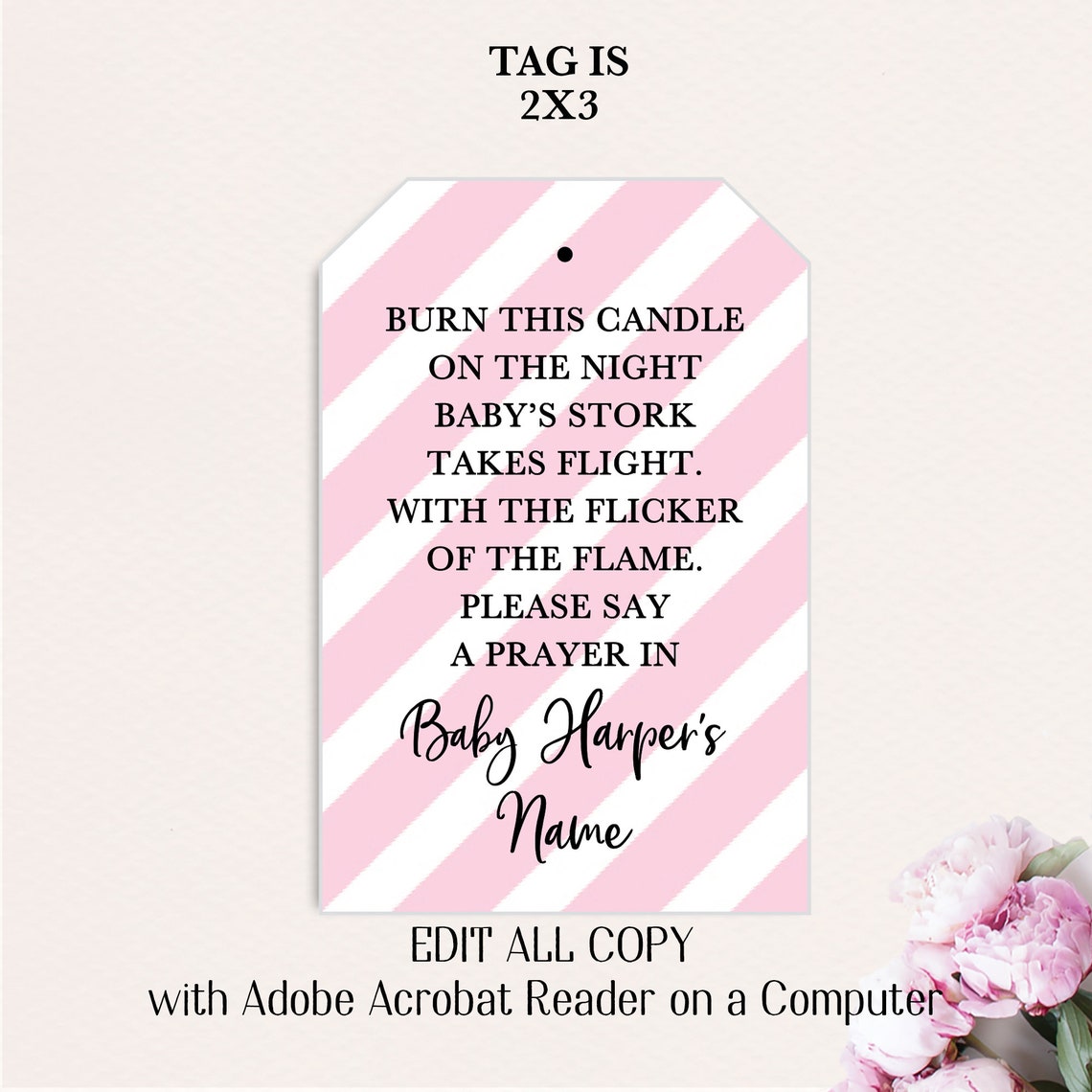 Baby Shower Candle Tags Candle Baby Shower Tag Printable Etsy