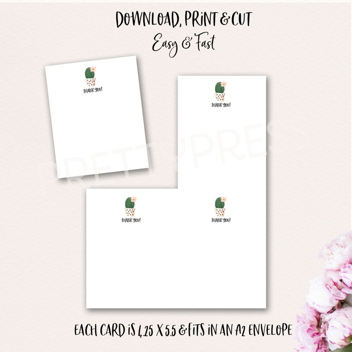 Printable Note Cards Cactus Thank You Cards Wedding Note - Etsy