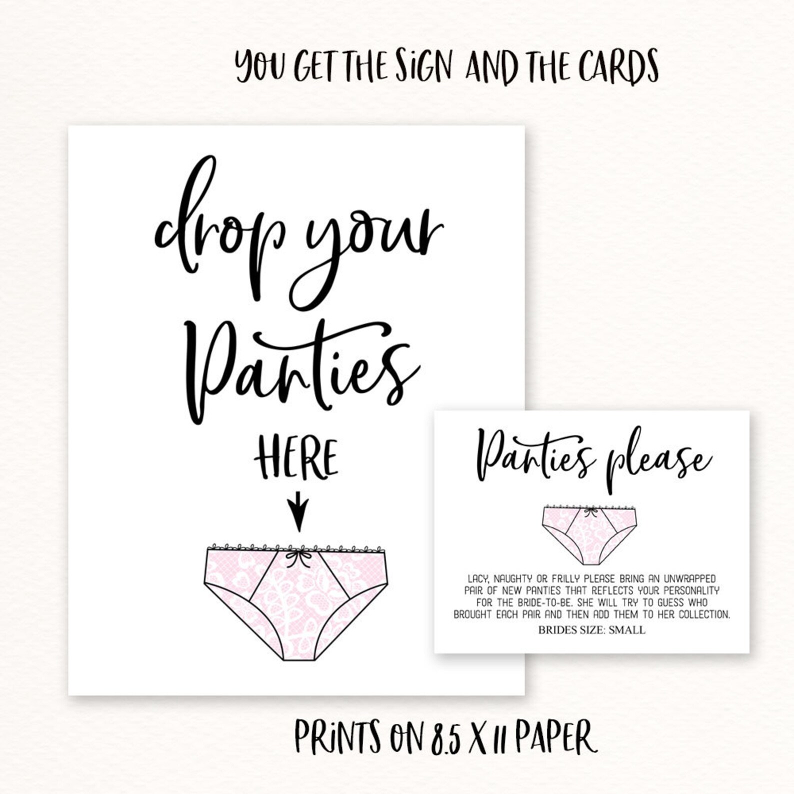 Panty Game Bridal Shower Panty Game Drop Your Panties DIY Etsy