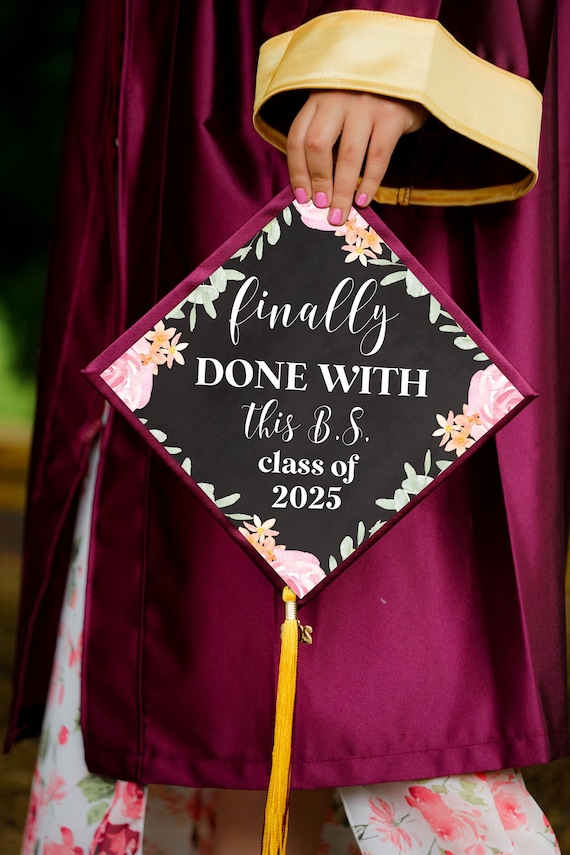 I'm Done With This B.S Cake Topper - Black Glitter, 2025 Graduation Party Decor, Bachelor Of Science - View #9
