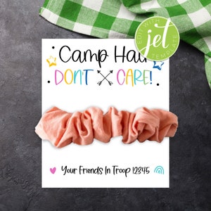Je m'en fous, chouchou d'éclaireuses imprimable, porte-carte chouchou bricolage, support chouchou imprimable, élastique pour cheveux, cadeau de camp