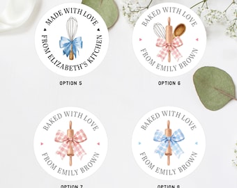 Personalized canning jar labels, Baked With Love Stickers, Personalized Baking label, Made With Love Stickers, From the Kitchen of Stickers