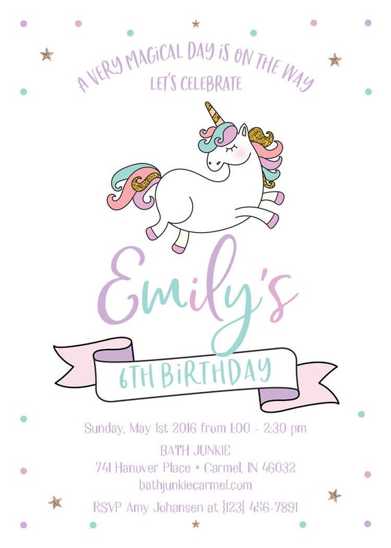 unicorn invitation unicorn birthday invitation printable unicorn invite unicorn party invitation free shipping or diy printable diy printable invitations free