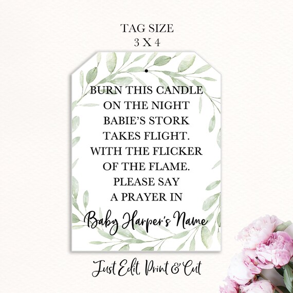 candle baby shower tags