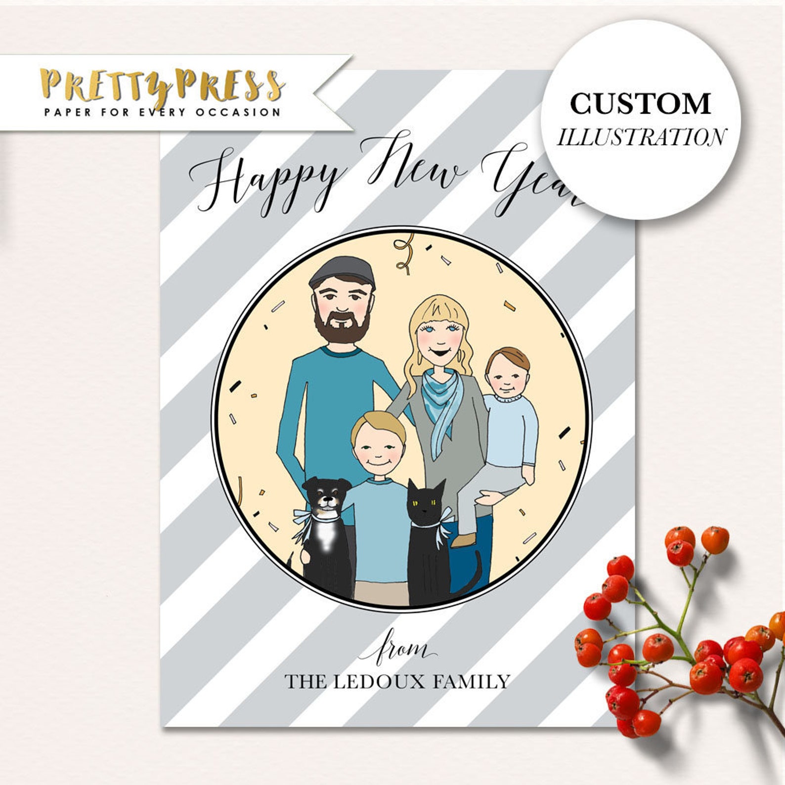 Illustrated Family Portrait Illustrated Portrait Couples - Etsy