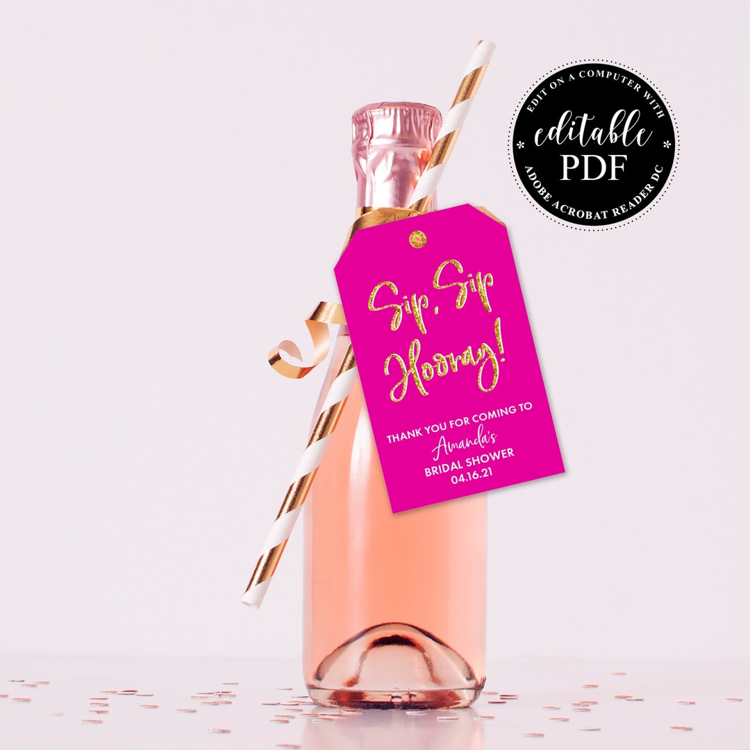 Bridal Shower Wine Tags, Tags for Mini Champagne Bottles, Wedding ...