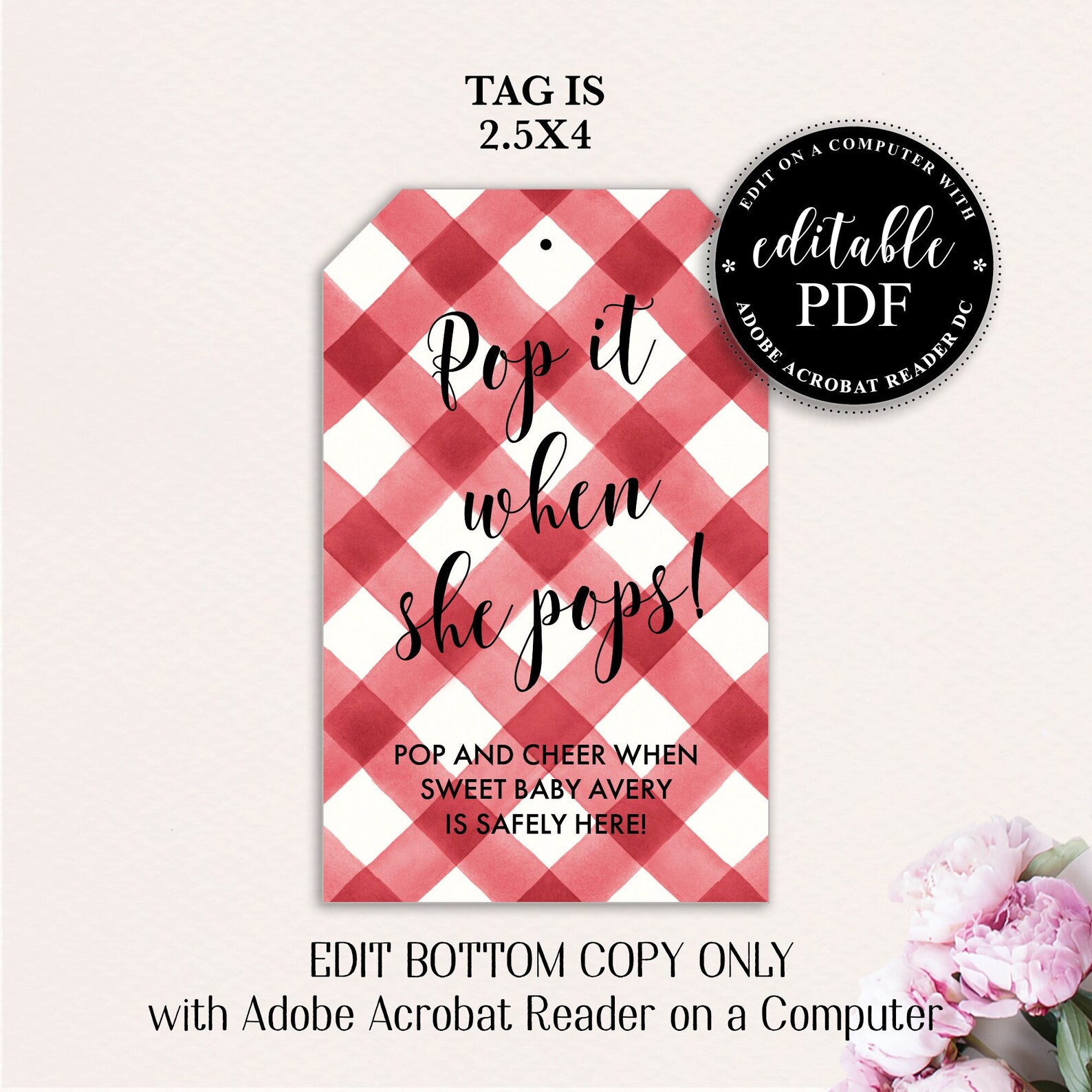 Pop It When She Pops Tags Printable Champagne Baby Shower - Etsy