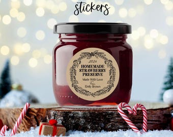 Personalized Canning Jar Stickers, Custom Christmas Labels