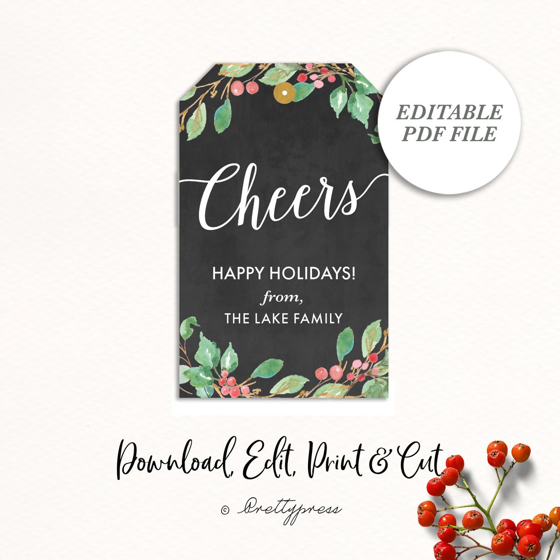 Cheers Gift Tags Wine Gift Tag Personalized Christmas Gift Etsy