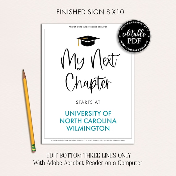 Graduation Printable MY Next Chapter Starts At Editable | Etsy