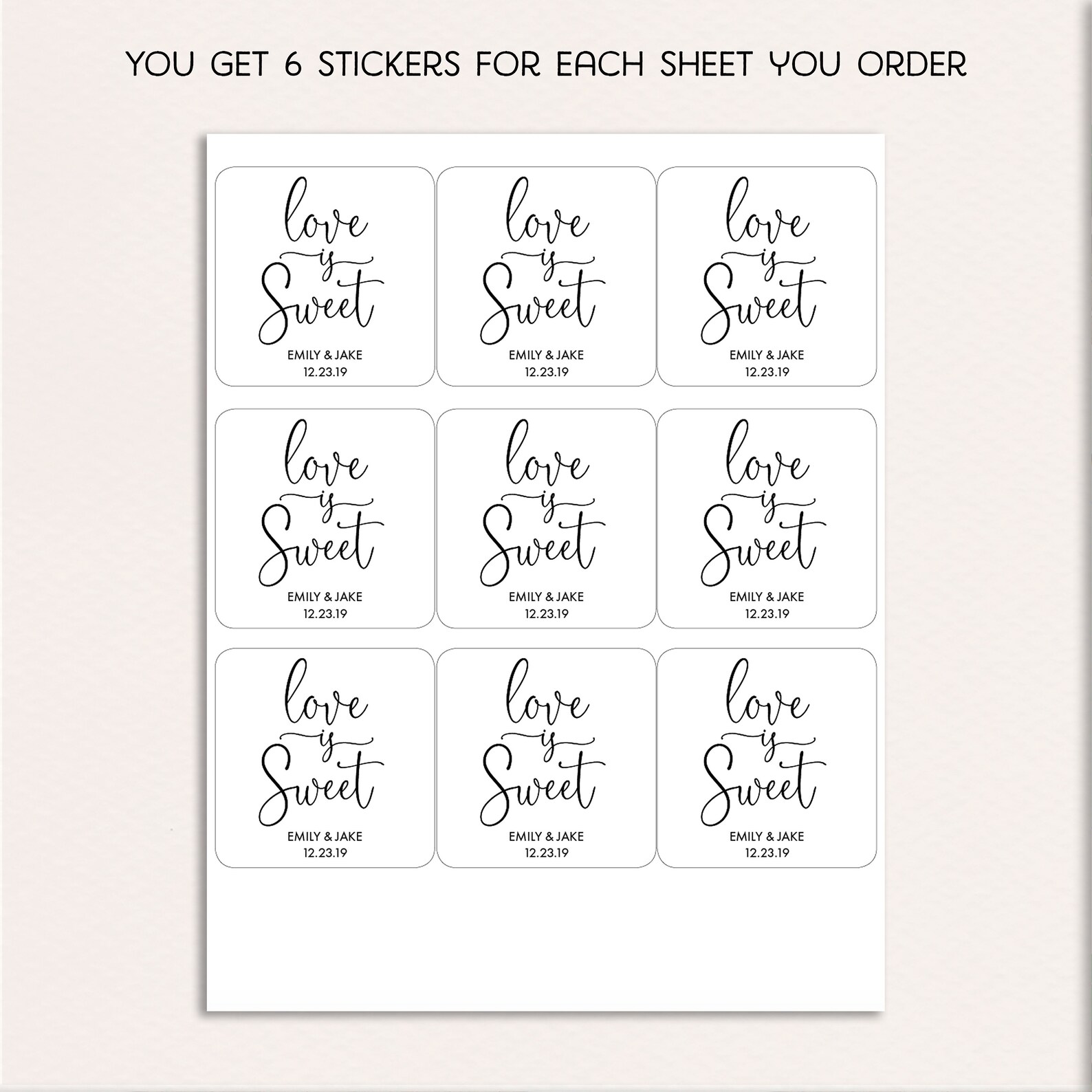 Love is Sweet Sticker Wedding Favor STICKERS Bridal Shower Etsy