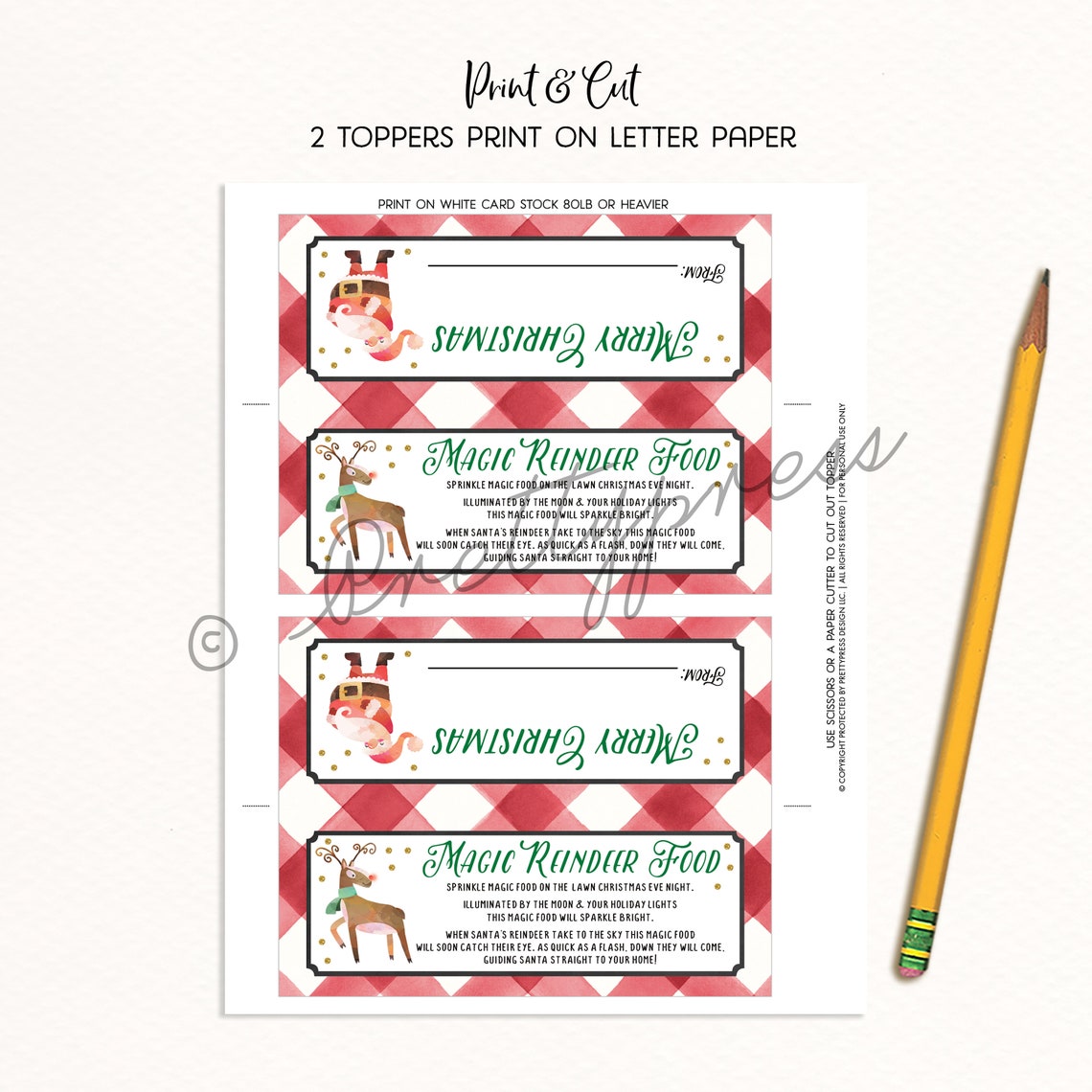 Reindeer Food Printable Printable Holiday Treat Bag Toppers | Etsy