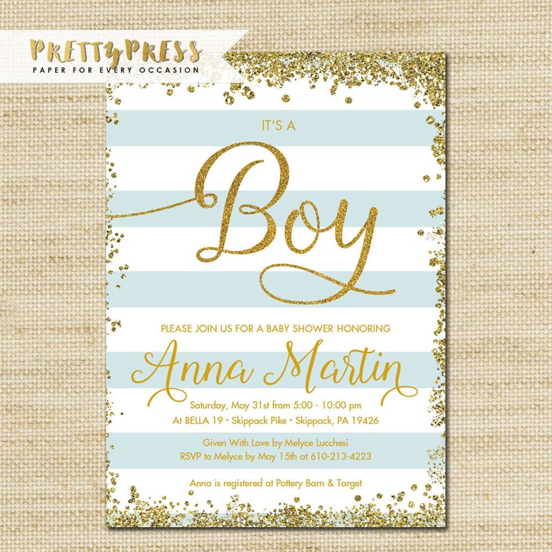 Boy Baby Shower Invitation Blue Gold Baby Shower Invites Etsy Boy Baby Shower Invitation Blue Gold Baby Shower Invites Etsy