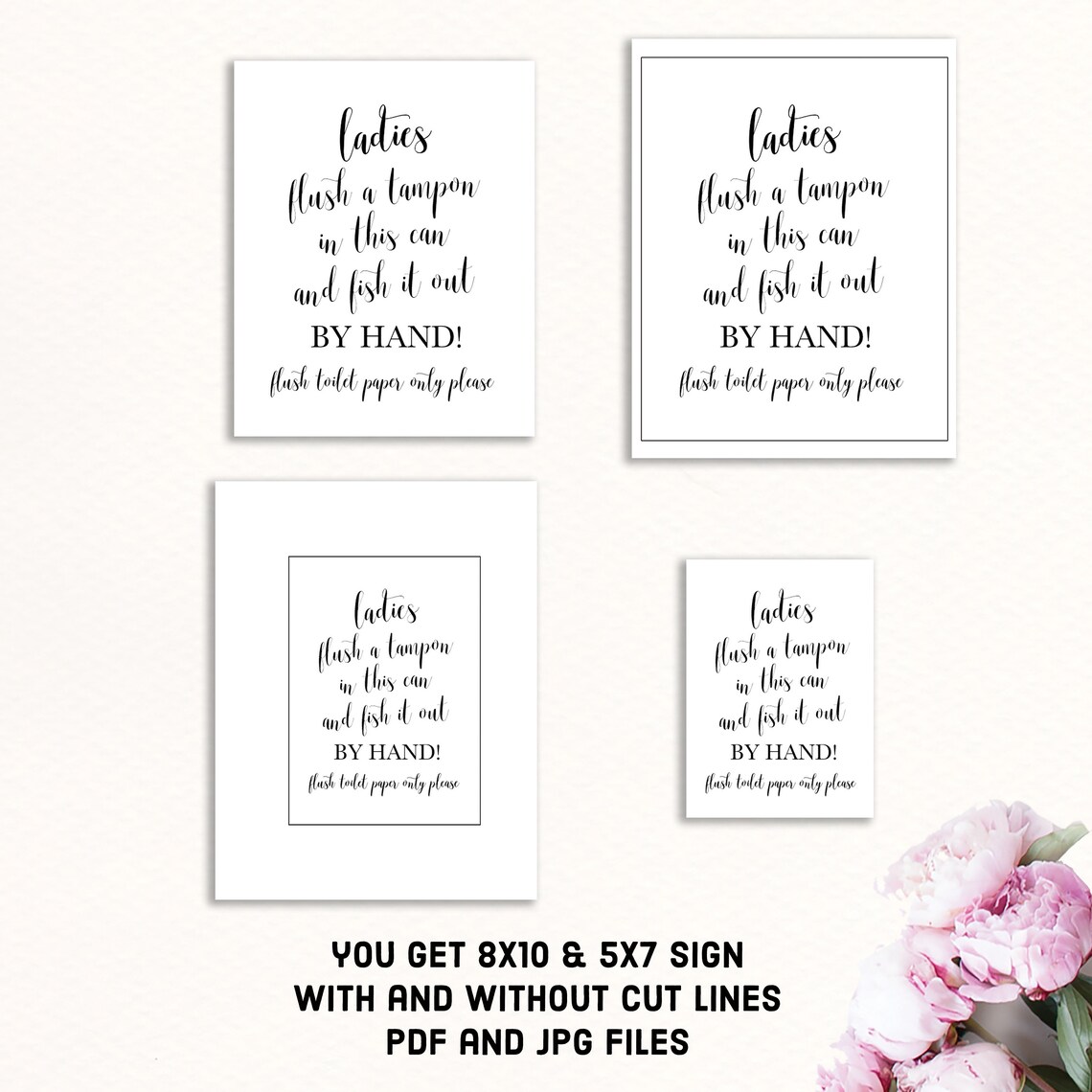 Don't Flush Tampons Septic System Sign Printable Sign Etsy