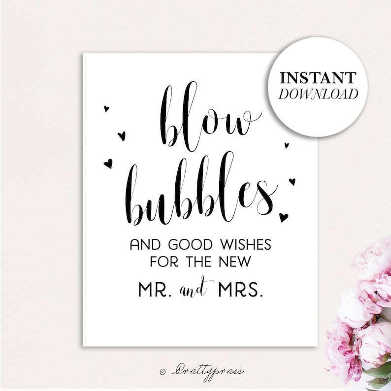 Blow Bubbles Wedding Wedding Send off Sign Printable Bubbles - Etsy