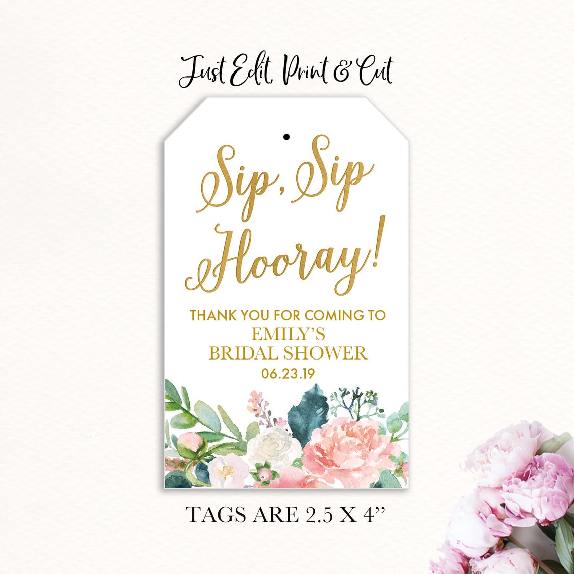 Wine Favor Tags Bridal Shower Shower Favor Tag Printable Sip - Etsy