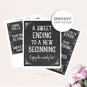 Graduation Candy Bar Sign, Chalkboard Style (Printable)