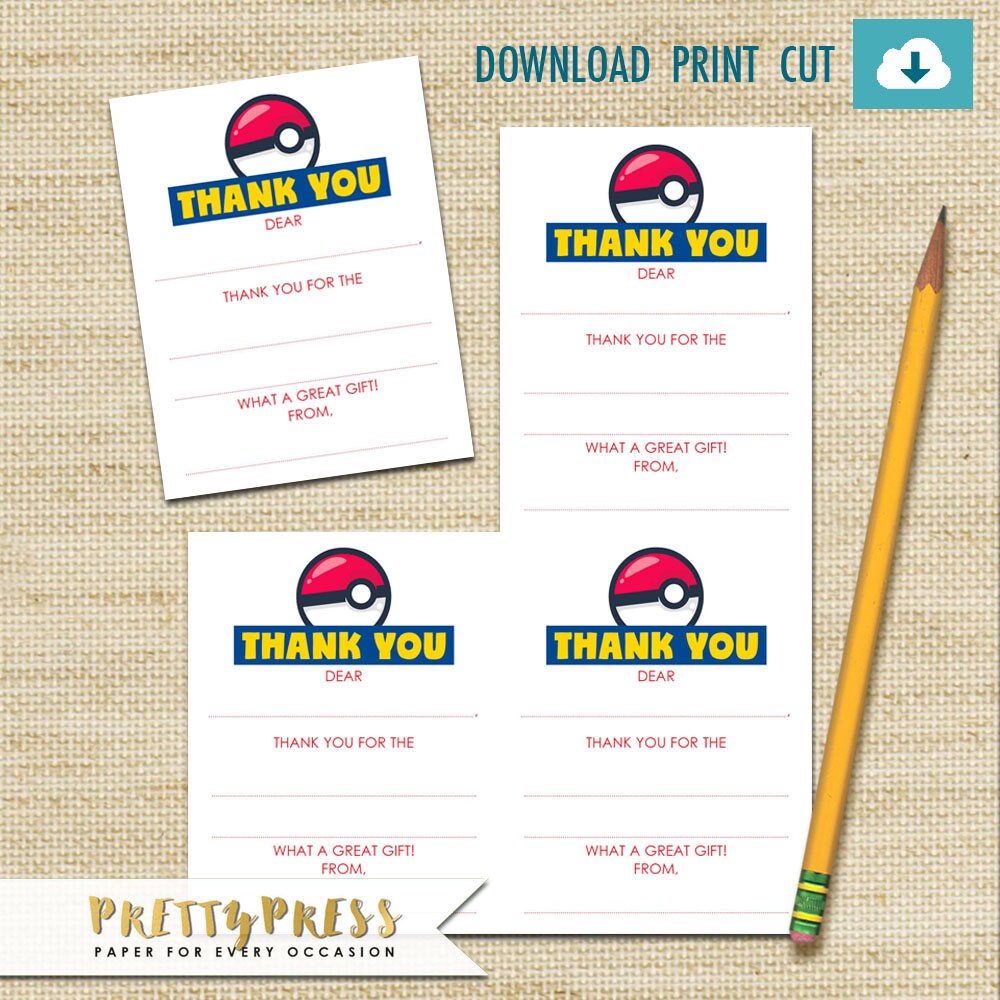 Pokemon Thank You Cards Pokemon Party Fill In Cards | Etsy