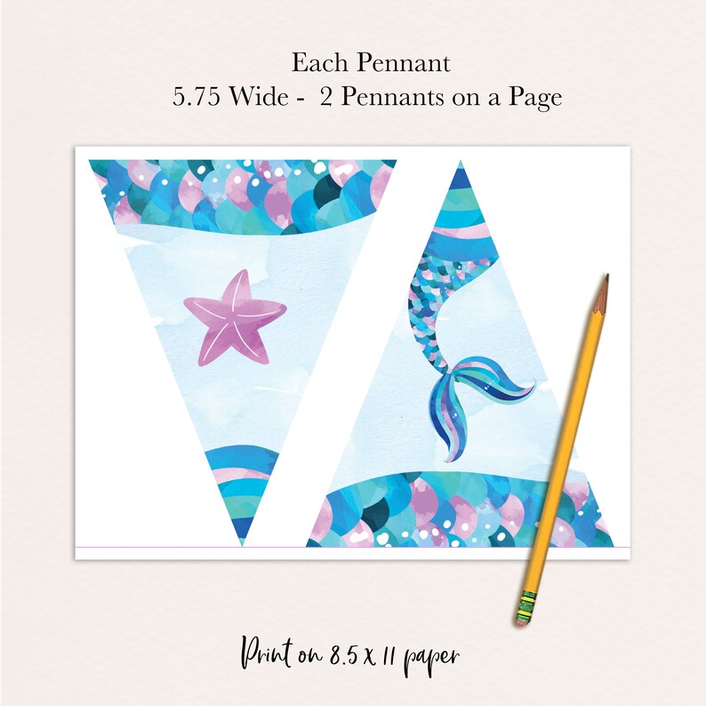 Mermaid Banner Printable Printable Party Banner Girls | Etsy