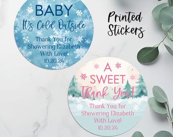 Baby it's Cold Outside Baby Shower, Winter Baby Shower Favor Stickers, Popcorn Favor Stickers, Candle Favor Sticker, A sweet thank you label