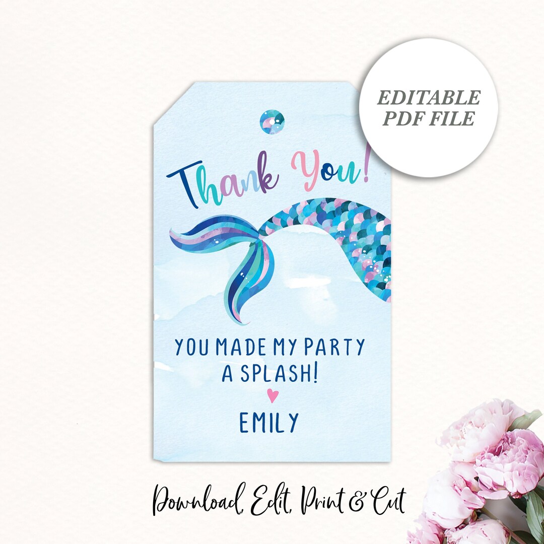 Mermaid Party Favors, Mermaid Birthday Party, Printable Favor Tags ...