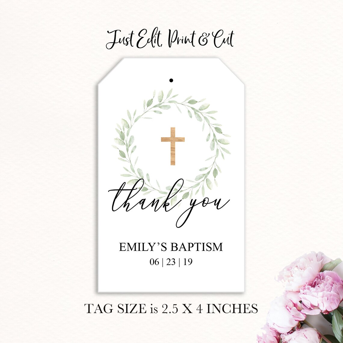Baptism Favor Tags Printable Baptism Tags Editable Favor - Etsy