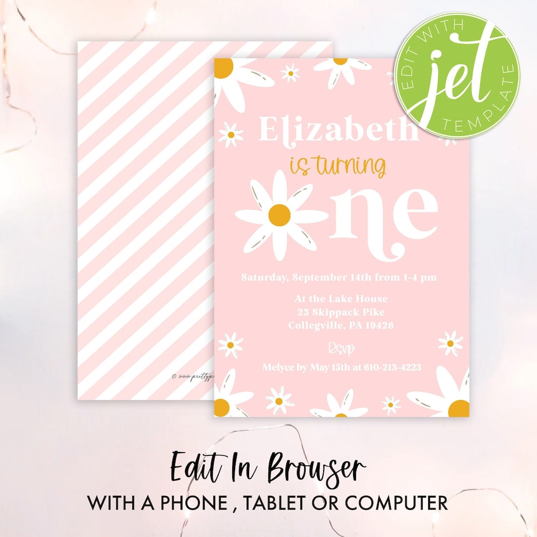 Daisy Birthday Invitation, Daisy First Birthday Invitation, Daisy