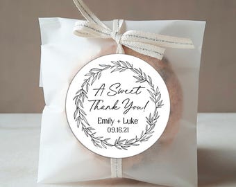 Personalized Wedding Favor Stickers, A Sweet Thank You Label