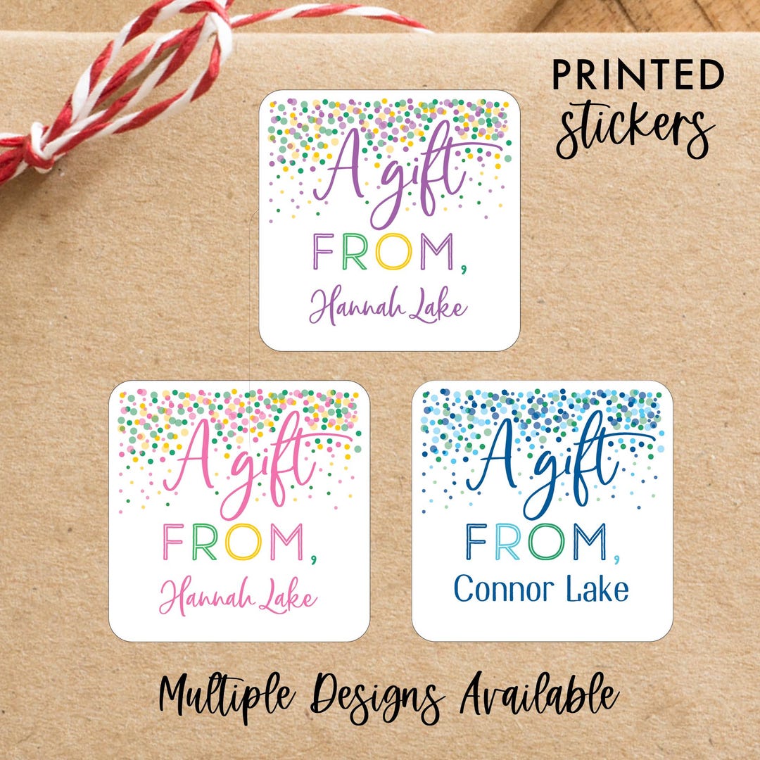 Personalized Gift Stickers, Confetti Birthday Labels, Kids Printed ...
