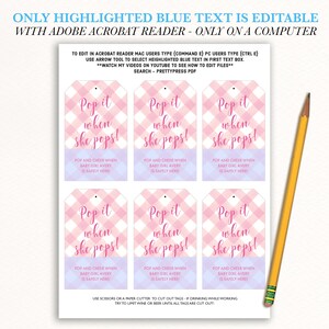 Pop It When She Pops Tags Printable, Girl Baby Shower Favor Tags ...
