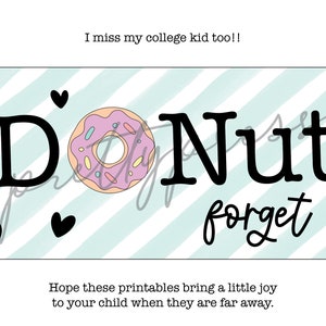 College Care Package Printable, Care Package Instant Download, Donut ...