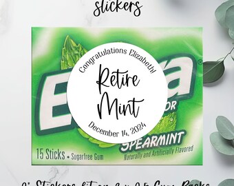 Retirement favors, Mint Favor Labels, Gum Favor Labels, Printed Retirement Favors Stickers
